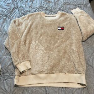 Tommy Jeans mens L Sherpa/ teddy khaki sweatshirt